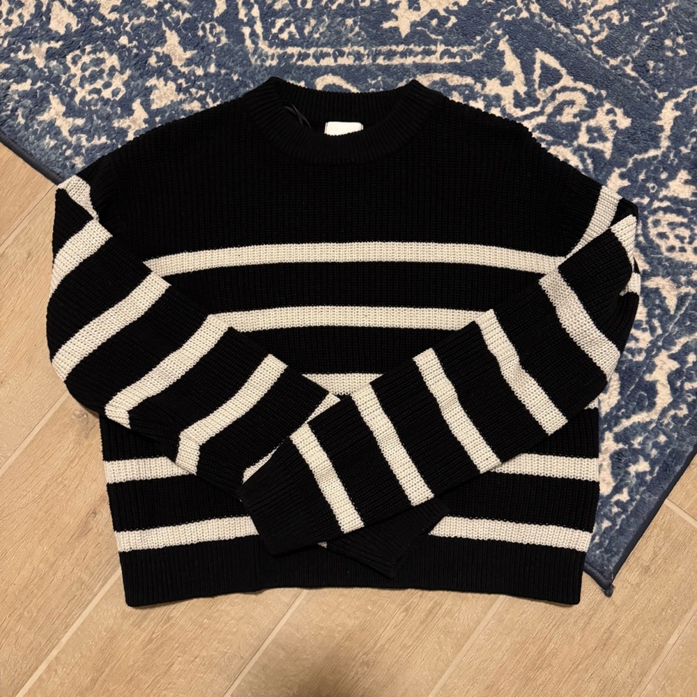Women’s Black and White Striped Sweater